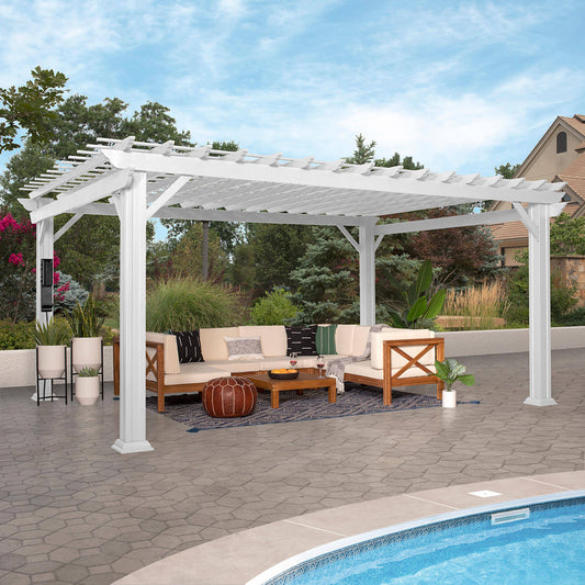 12x10 Stratford Traditional Steel Pergola with Sail Shade Soft Canopy CQA9_J5HEQ01