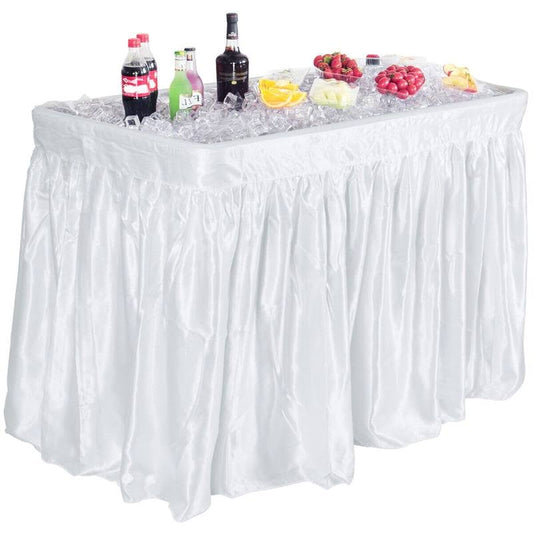 4 Feet Plastic Party Ice Folding Table with Matching Skirt BKM6_O9CIW16