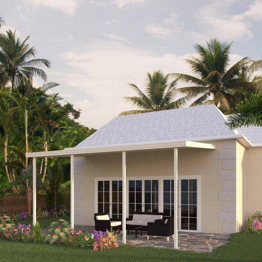 20 ft. x 8 ft. White Aluminum Frame Patio Cover, 4 Posts 30 lbs. Snow Load AZG8_Z7AWQ89