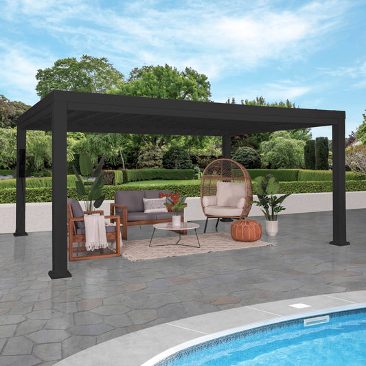 14x12 Trenton Modern Steel Pergola with Sail Shade Soft Canopy BNH8_O3LHI00