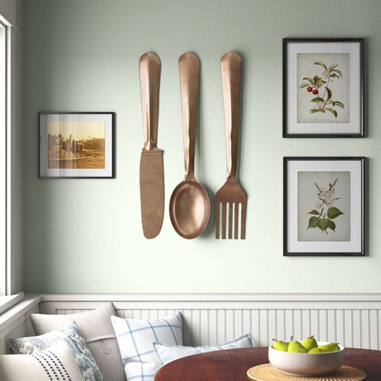 3 Pieces Aluminum Knife, Spoon and Fork Utensils Wall Decor Mercer41 WVT6_M6GNZ40