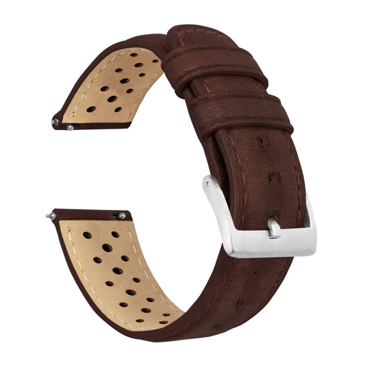 19mm Chocolate - Barton Racing Horween Leather Watch Bands - Quick Release - Choose Strap Color & Width DBO6_V0WOT39