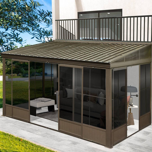 14 Ft. W x 12 Ft. D Aluminum Patio Gazebo Domi Louvered SIQ9_H5TNH56