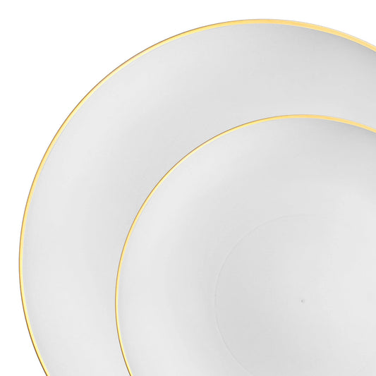 120 Dinner Plates + 120 Salad Plates, Pink with Gold Organic Round Disposable Plastic Dinnerware Value Set BXR1_F4XHX49