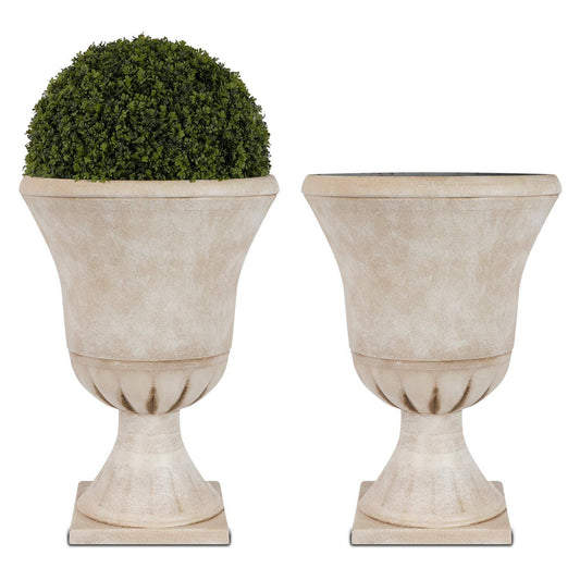 2-Pack 24-in W x 22-in H Beige/Matte Plastic Country Indoor/Outdoor Planter AVC0_B5REZ96