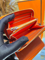 Hermes Togo Leather compact Wallet (bi-fold) Orange