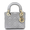 CHRISTIAN DIOR Mini Lady Dior Bag with Chain in Grey Pearly Lambskin