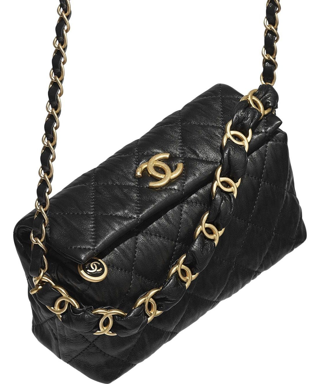 Chanel 23C Shiny Crumpled Calfskin Small Hobo Bag with Antique