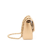 Chanel Beige Clair Quilted Caviar Small Classic Double Flap Gold Hardware, 2021
