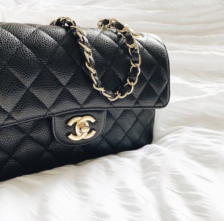 Chanel Women 22 Small Handbag Shiny Calfskin & Gold-Tone Metal Beige - LULUX