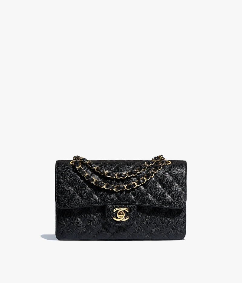 chanel black caviar medium flap bag
