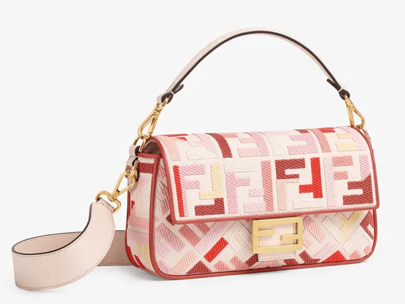 Fendi Baguette Bag In FF Motif Canvas Pink/Red Lunar New Year Collection