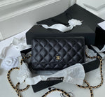 CHANEL CLASSIC WALLET ON CHAIN BLACK CAVIAR, GOLD HARDWARE