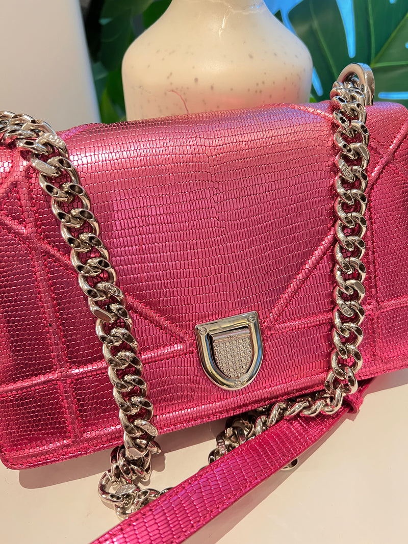 Christian Dior Pink Metallic Mirco Cannage Baby Diorama Bag For Sale at  1stDibs