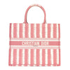 CHRISTIAN DIOR Canvas Embroidered Large Striped Book Tote Pink