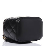 Lambskin Quilted Top Handle Mini Vanity Case With Chain Black
