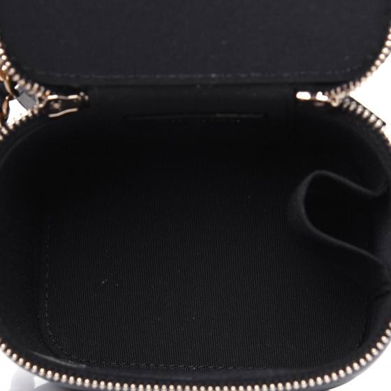 Lambskin Quilted Top Handle Mini Vanity Case With Chain Black