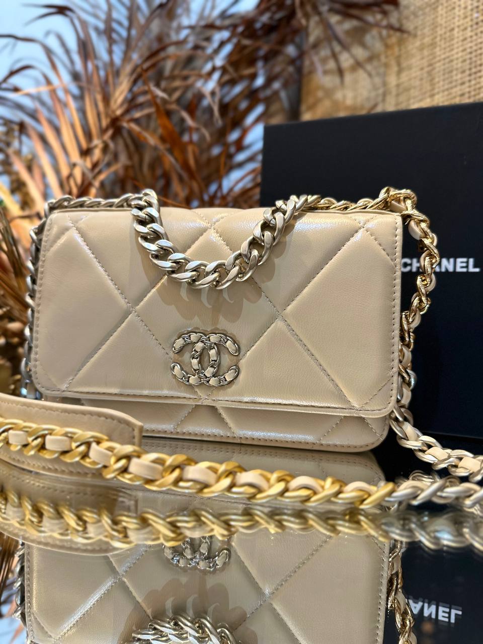 Chanel Caviar Quilted French New Wave Chain CC Wallet on Chain Woc Black