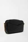 YSL SAINT LAURENT Lou mini quilted textured-leather shoulder bag (Black)